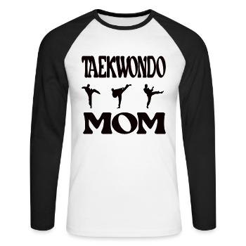 Taekwondo-Mama Stolze Taekwondo Mutter Geschenk - Unisex Baseballshirt langarm - Weiß/Schwarz - Vorne - Nik (191cm)