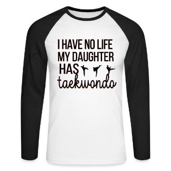 Taekwondo-Mama Stolze Taekwondo Mutter Geschenk - Unisex Baseballshirt langarm - Weiß/Schwarz - Vorne - Nik (191cm)