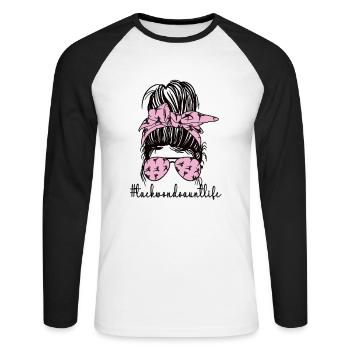 Taekwondo Tante Fière Taekwondo Tante Cadeau - T-shirt baseball manches longues Homme - blanc/noir - Devant - Nik (191cm)