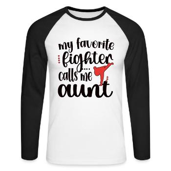 Taekwondo Aunt Proud Taekwondo Aunt Gift - Unisex Long Sleeve Baseball T-Shirt - white/black - Front - Nik (191cm)