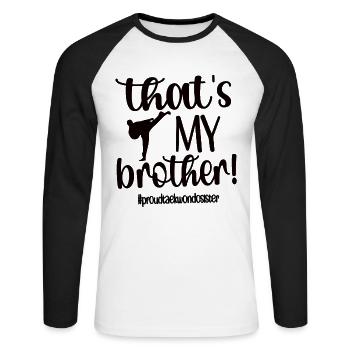 Taekwondo-Schwester Stolze Taekwondo Schwester - Unisex Baseballshirt langarm - Weiß/Schwarz - Vorne - Nik (191cm)