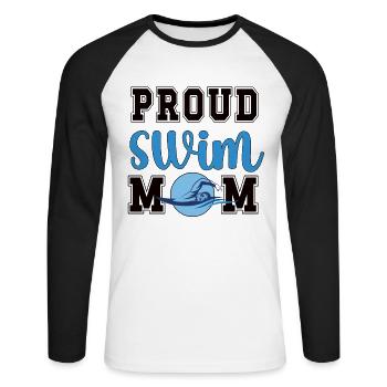 Natation Maman Cadeau Mère Nageuse Maman - T-shirt baseball manches longues Homme - blanc/noir - Devant - Nik (191cm)