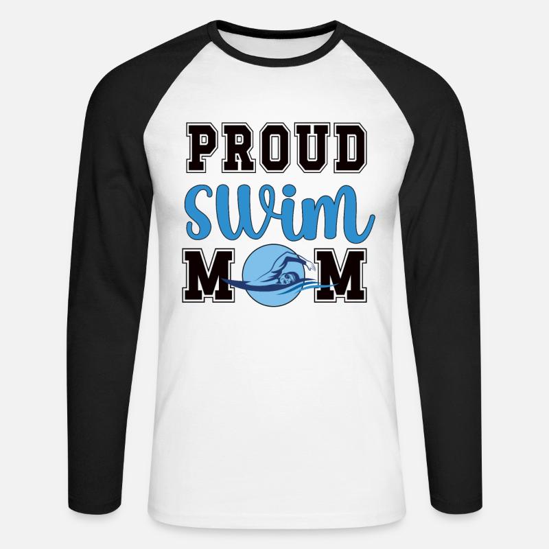 Schwimmmama Geschenk Mutter Schwimmer Schwimm-Mama - Unisex Baseballshirt langarm - Weiß/Schwarz