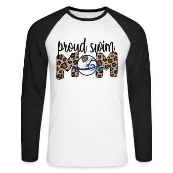 Schwimmmama Mutter Von Schwimmer Schwimm-Mama - Unisex Baseballshirt langarm - Weiß/Schwarz - Vorne - Nik (191cm)