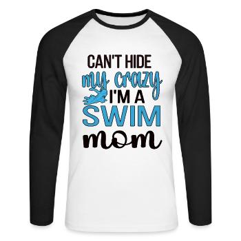 Schwimmmama Mutter Von Schwimmer Schwimm-Mama - Unisex Baseballshirt langarm - Weiß/Schwarz - Vorne - Nik (191cm)