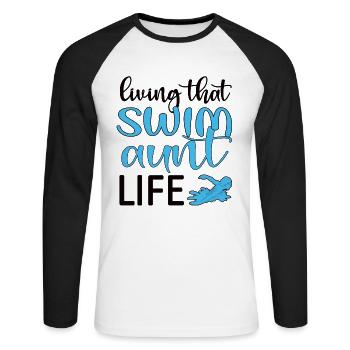Proud Swimming Aunt Swimmer Swimming Aunt - Unisex Long Sleeve Baseball T-Shirt - white/black - Front - Nik (191cm)