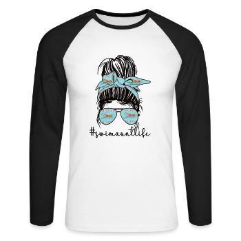 Proud Swimming Aunt Swimmer Swimming Aunt - Unisex Long Sleeve Baseball T-Shirt - white/black - Front - Nik (191cm)