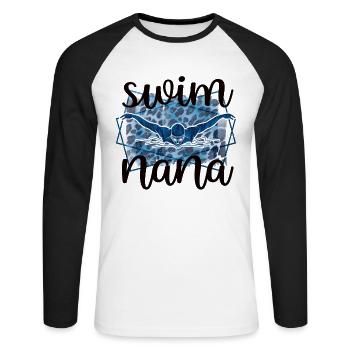 Fière natation Nana Nageuse Nana Grand-mère Cadeau - T-shirt baseball manches longues Homme - blanc/noir - Devant - Nik (191cm)