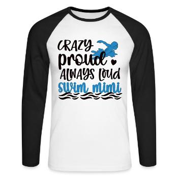 Proud Swimming Mimi Swimmer Mimi Grandma Gift - Unisex Long Sleeve Baseball T-Shirt - white/black - Front - Nik (191cm)