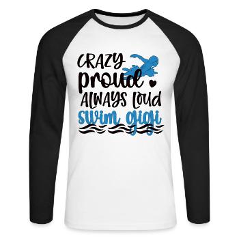 Stolze Schwimm-Gigi Schwimmer Gigi Oma Geschenk - Unisex Baseballshirt langarm - Weiß/Schwarz - Vorne - Nik (191cm)