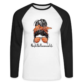 Mawmaw Grand-mère du basket-ball Basketteur Mawmaw - T-shirt baseball manches longues Homme - blanc/noir - Devant - Nik (191cm)