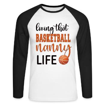 Nanny Grandma Of Basketball Player Basketball Nanny - Unisex Long Sleeve Baseball T-Shirt - white/black - Front - Nik (191cm)