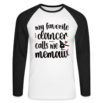 Proud Dance Memaw Grandma By Dancer Dance Memaw - Unisex Long Sleeve Baseball T-Shirt - white/black - Front - Nik (191cm)