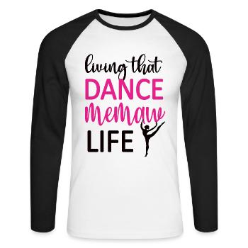 Proud Dance Memaw Grandma By Dancer Dance Memaw - Unisex Long Sleeve Baseball T-Shirt - white/black - Front - Nik (191cm)