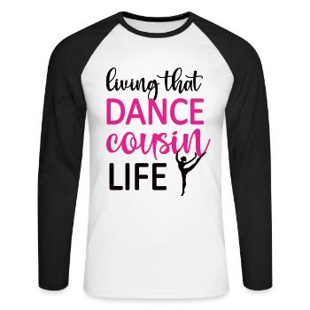 Fier Cousin de Danse D’un Danseur Cousin Danseur - T-shirt baseball manches longues Homme - blanc/noir - Devant - Nik (191cm)
