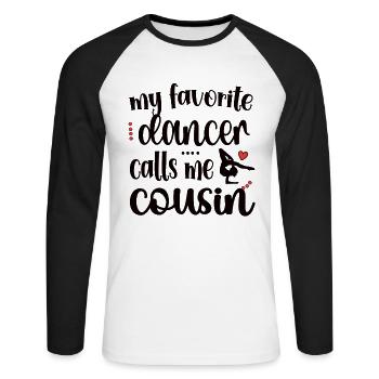Fier Cousin de Danse D’un Danseur Cousin Danseur - T-shirt baseball manches longues Homme - blanc/noir - Devant - Nik (191cm)
