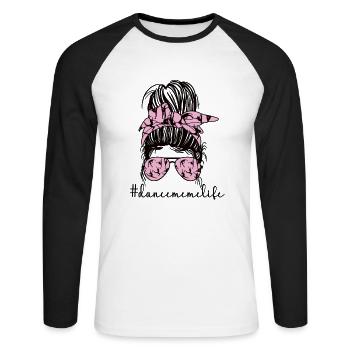 Proud Dance Meme Grandma Par Dancer Dancing Meme - T-shirt baseball manches longues Homme - blanc/noir - Devant - Nik (191cm)