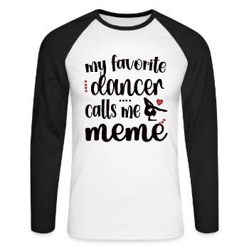 Proud Dance Meme Grandma Par Dancer Dancing Meme - T-shirt baseball manches longues Homme - blanc/noir - Devant - Nik (191cm)