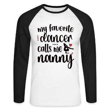 Fière danse nounou grand-mère par danseuse dansant nounou - T-shirt baseball manches longues Homme - blanc/noir - Devant - Nik (191cm)
