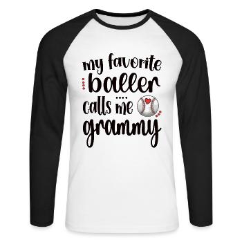Grammy Grand-mère du joueur de baseball Baseball Grammy - T-shirt baseball manches longues Homme - blanc/noir - Devant - Nik (191cm)