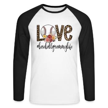 Grammy Grandma Of A Baseball Player Baseball Grammy - Unisex Long Sleeve Baseball T-Shirt - white/black - Front - Nik (191cm)