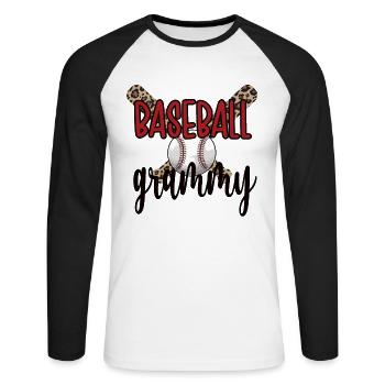 Grammy Grandma Of A Baseball Player Baseball Grammy - Unisex Long Sleeve Baseball T-Shirt - white/black - Front - Nik (191cm)