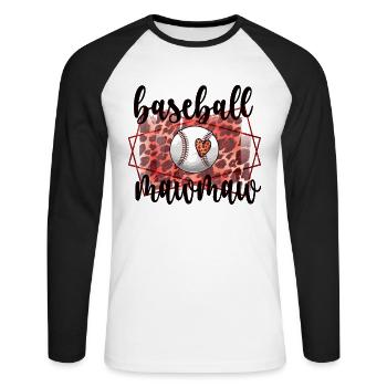 Mawmaw Grand-mère du joueur de baseball Baseball Mawmaw - T-shirt baseball manches longues Homme - blanc/noir - Devant - Nik (191cm)