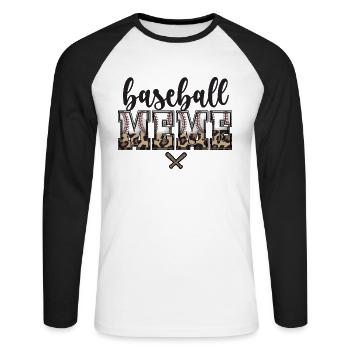 Meme Oma Eines Baseballspieler Baseball Meme - Unisex Baseballshirt langarm - Weiß/Schwarz - Vorne - Nik (191cm)