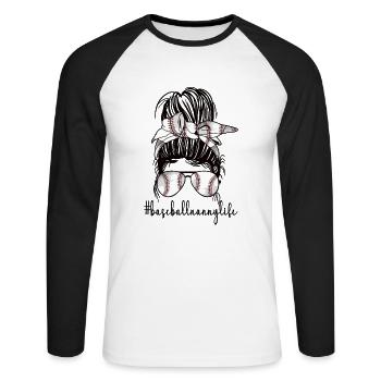 Nounou Grand-mère de baseball Joueur de baseball Nounou de baseball - T-shirt baseball manches longues Homme - blanc/noir - Devant - Nik (191cm)