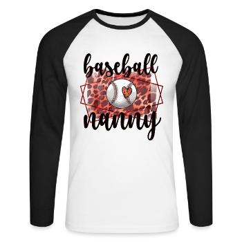 Nounou Grand-mère de baseball Joueur de baseball Nounou de baseball - T-shirt baseball manches longues Homme - blanc/noir - Devant - Nik (191cm)