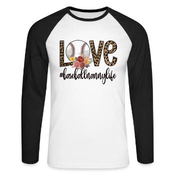 Nanny Grandma Of a Baseball Player Baseball Nanny - Unisex Long Sleeve Baseball T-Shirt - white/black - Front - Nik (191cm)