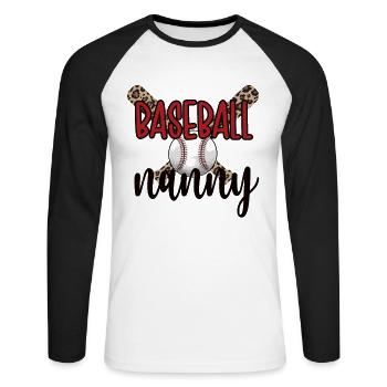 Nanny Grandma Of a Baseball Player Baseball Nanny - Unisex Long Sleeve Baseball T-Shirt - white/black - Front - Nik (191cm)