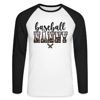 Nanny Grandma Of a Baseball Player Baseball Nanny - Unisex Long Sleeve Baseball T-Shirt - white/black - Front - Nik (191cm)