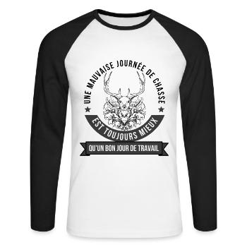 3 - T-shirt baseball manches longues Homme - blanc/noir - Devant - Nik (191cm)
