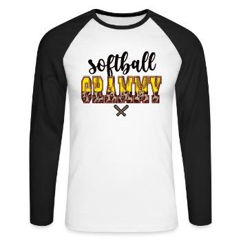 Grammy Grandma Of A Softball Player Softball Grammy - Unisex Long Sleeve Baseball T-Shirt - white/black - Front - Nik (191cm)