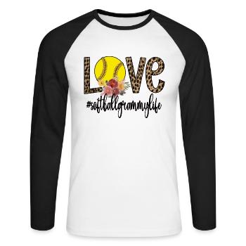 Grammy Grand-mère d’un joueur de softball Softball Grammy - T-shirt baseball manches longues Homme - blanc/noir - Devant - Nik (191cm)