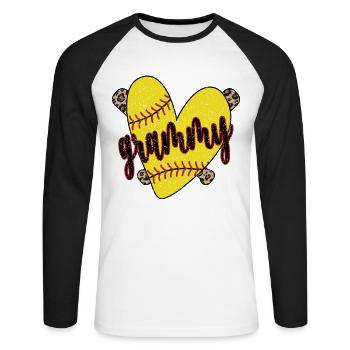Grammy Grandma Of a Softball Player Softball Grammy - Unisex Long Sleeve Baseball T-Shirt - white/black - Front - Nik (191cm)