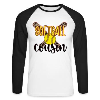 Cousin de softball Fier cousin joueur de softball - T-shirt baseball manches longues Homme - blanc/noir - Devant - Nik (191cm)