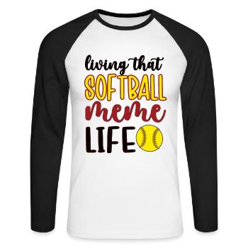 Fier Meme Grandma From Softball Player Softball Meme - T-shirt baseball manches longues Homme - blanc/noir - Devant - Nik (191cm)