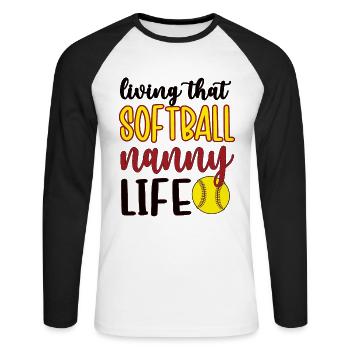 Nanny Grandma By Softball Player Softball Nanny - Unisex Long Sleeve Baseball T-Shirt - white/black - Front - Nik (191cm)