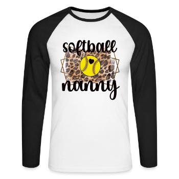 Nanny Grandma By Softball Player Softball Nanny - Unisex Long Sleeve Baseball T-Shirt - white/black - Front - Nik (191cm)
