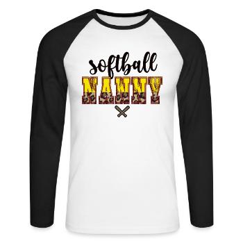 Nanny Grandma Of a Softball Player Softball Nanny - Unisex Long Sleeve Baseball T-Shirt - white/black - Front - Nik (191cm)