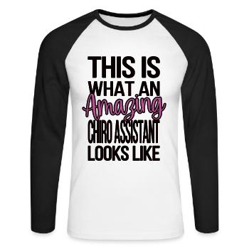 Chiropraktischer Assistent Von Chiropraktiker - Unisex Baseballshirt langarm - Weiß/Schwarz - Vorne - Nik (191cm)