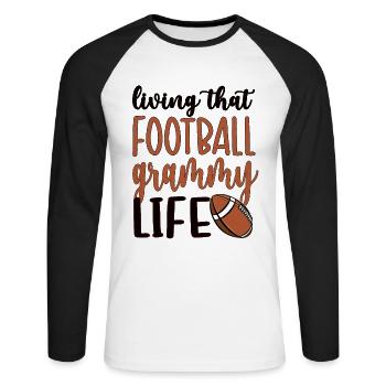 Football Grammy Grand-mère du joueur de football Grammy - T-shirt baseball manches longues Homme - blanc/noir - Devant - Nik (191cm)