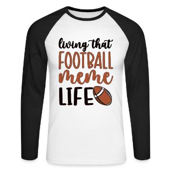 Mème de football Grand-mère de joueur de football mème - T-shirt baseball manches longues Homme - blanc/noir - Devant - Nik (191cm)