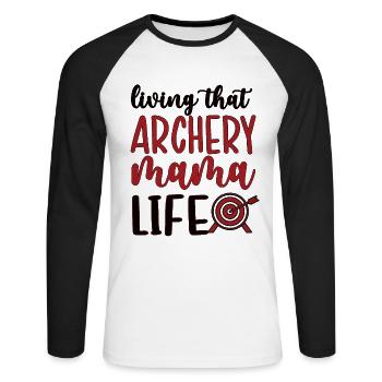 Best Archery Mom Of Archer Mother - Unisex Long Sleeve Baseball T-Shirt - white/black - Front - Nik (191cm)