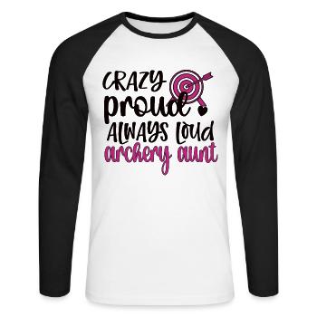Proud Archery Aunt Of Archers Aunt - Unisex Long Sleeve Baseball T-Shirt - white/black - Front - Nik (191cm)