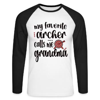 Tir à l’arc Grand-mère d’Archer Grand-mère - T-shirt baseball manches longues Homme - blanc/noir - Devant - Nik (191cm)