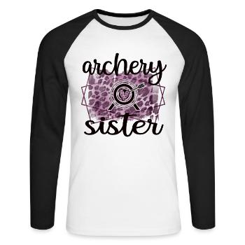 Proud Archery Sister Of Archers - Unisex Long Sleeve Baseball T-Shirt - white/black - Front - Nik (191cm)