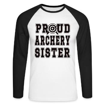 Fier tir à l’arc Sœur des Archers - T-shirt baseball manches longues Homme - blanc/noir - Devant - Nik (191cm)